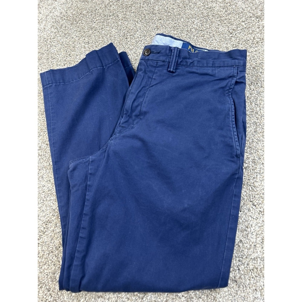 Polo Ralph Lauren Men Chino 32x32 Straight Fit Flat Navy Pony Logo Pants #0205